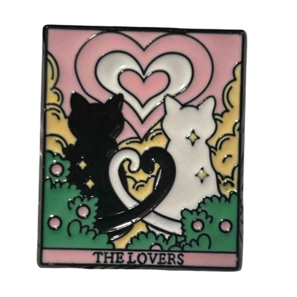 Cat Tarot Cards The Lovers Enamel Pin